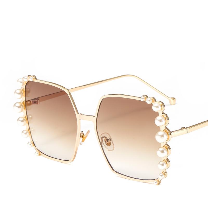 

Fashion Sunglasses Frames Women's Pearl Square Large Frame Versatile Trend Fashionable Metal
