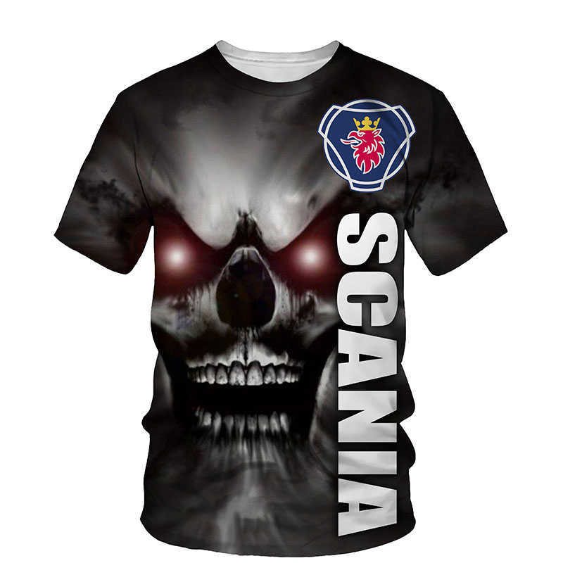 

Scania Skull 3d Print Men T-shirt Summer o Neck Short Sleeve Tees Tops Style Male Clothes Fashion Casual T-shirts, White;black