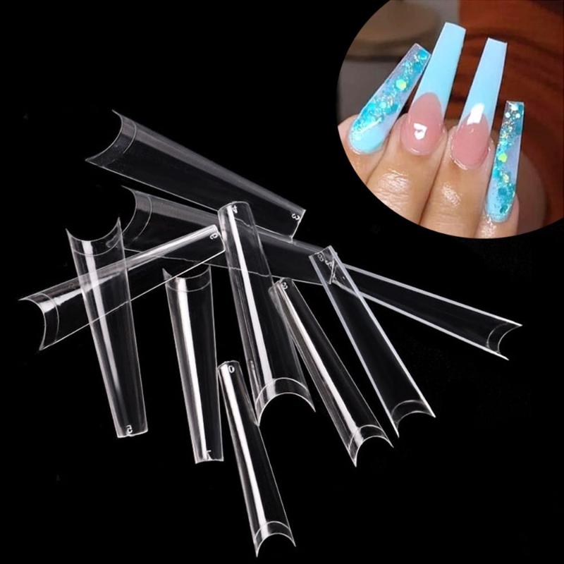 

False Nails High Quality Clear Acrylic Long Extra Nail Tips XXL Tapered Square Press On Full Cover, White