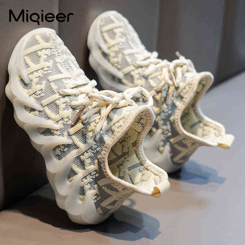 

Spring Autumn Kids Shoes Baby Boys Girls Children Casual Sneakers Breathable Knit Soft Bottom Anti-Slip Running Sports Shoes G0114, Beige