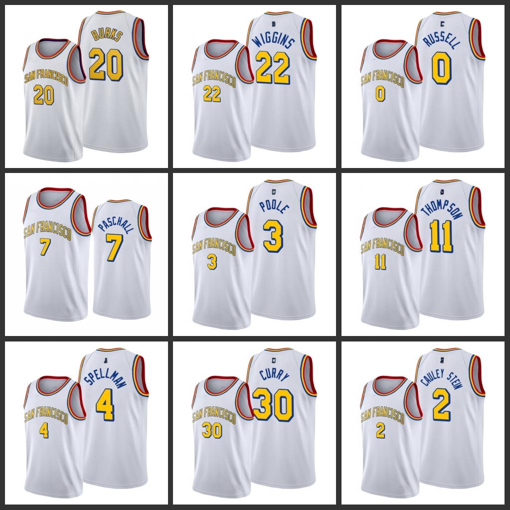 

Golden StateWarriorsKlayThompson Quinn Cook Stephen Curry D'Angelo Russell Poole Andrew Wiggins Men 2019-20 Jersey, Black