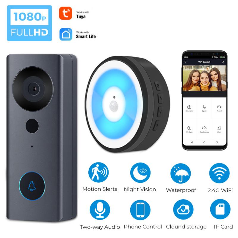 

Doorbell Smart Home Wireless Phone Door Bell Camera Security Video Intercom IR Night Vision Voice Alarm Tuya Doorbells