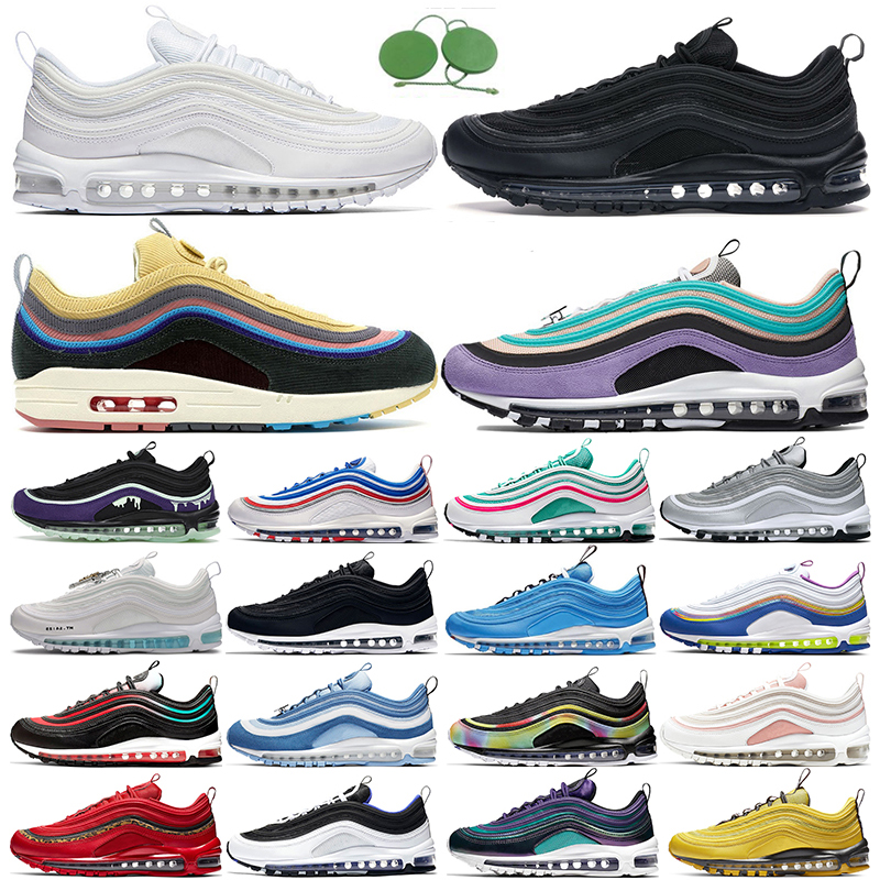 

97 men women running shoes 97s triple white black sean wotherspoon blue hero bright citron have a day halloween south beach womens trainers