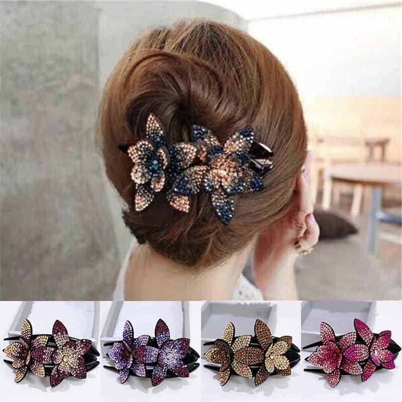 

Hair Accessories Flower Crystal Claw Hairclips Shiny Rhinestone Hairpin Clip Women Barrette