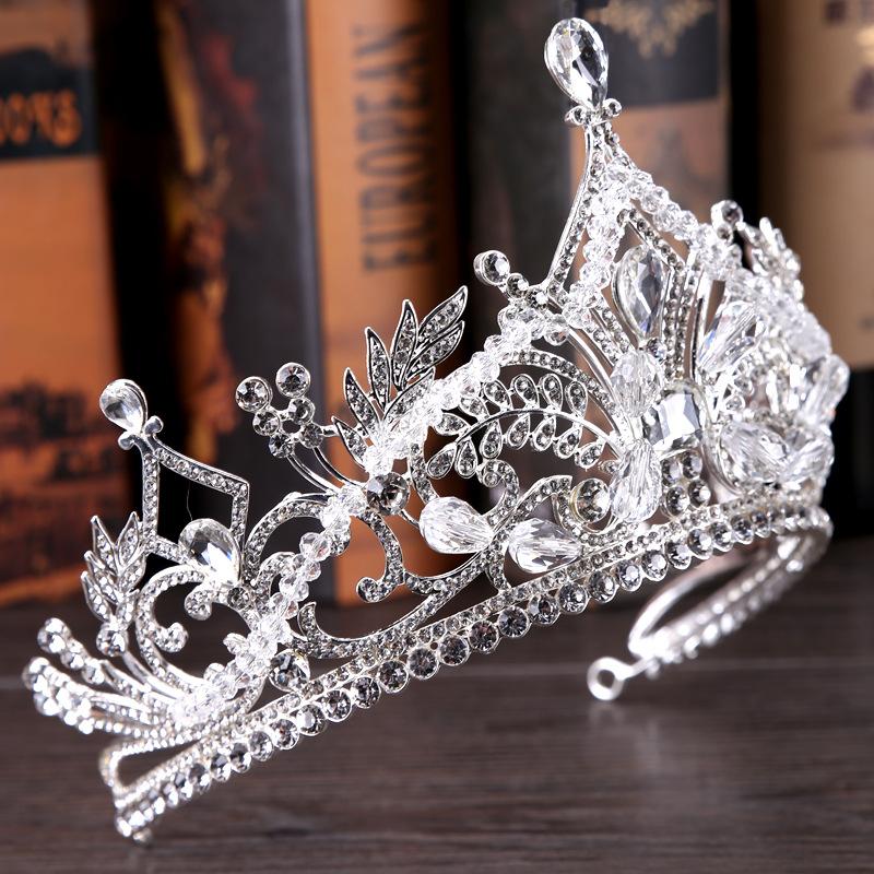 

Hair Clips & Barrettes European Vintage Silver Wedding Crown Alloy Bridal Tiara Baroque Queen King Tiaras Crowns, Golden;silver