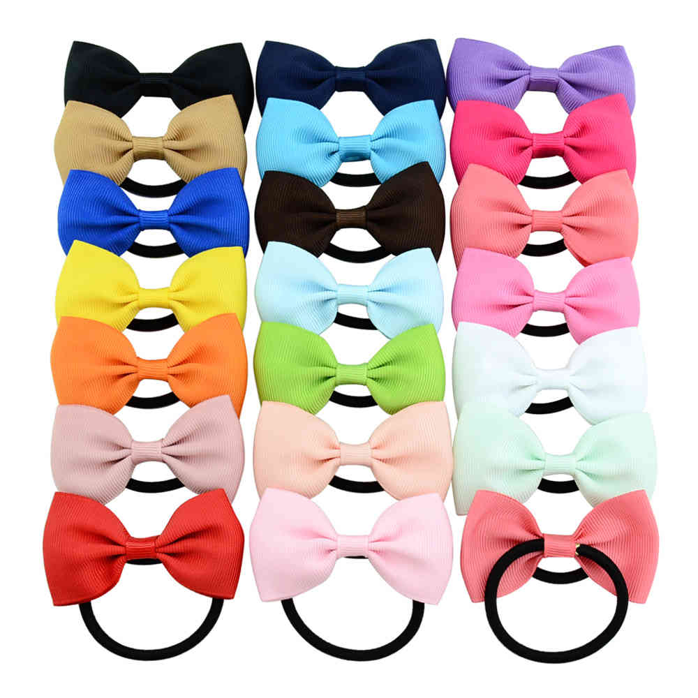 

Hair Accessories Baby cute hair rope Bow hairband Boutique Solid grips bands Bows With Elastic Bands Ropes Bowknot For Girls KFR11 J3MK, 20 colors