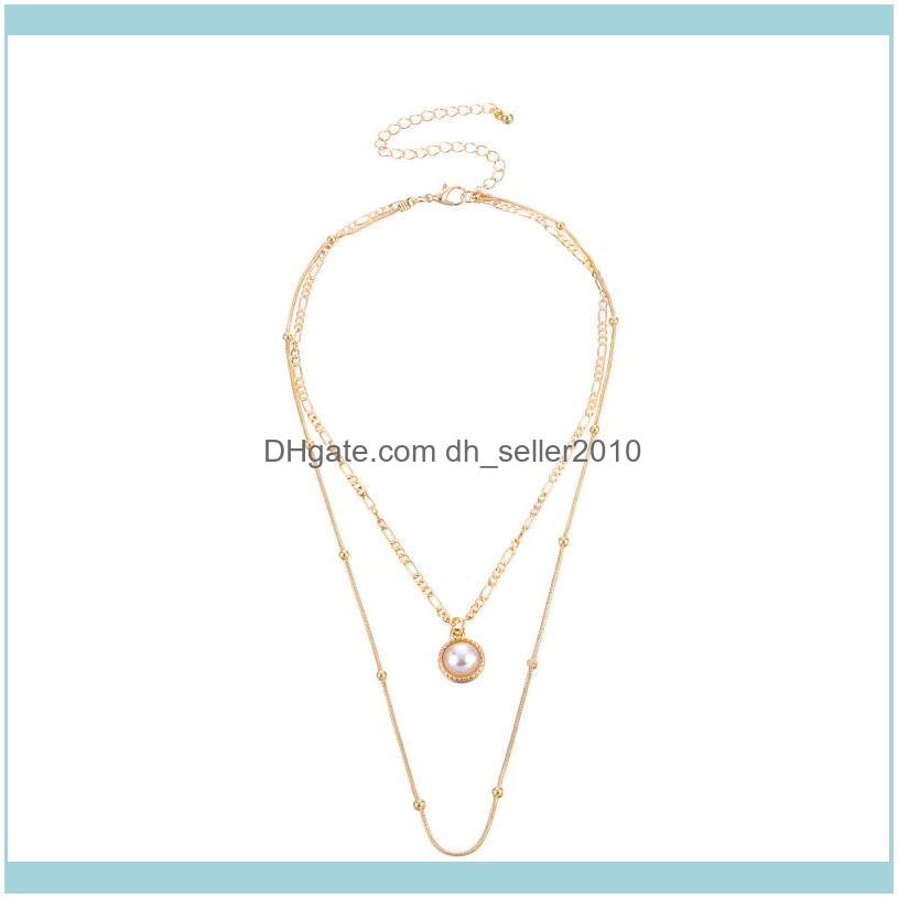

Chokers Necklaces & Pendants Jewelryround Imitation Pearl Ladies Multilayer Pendant Necklace Fashion Europe America Snake Bone Female Chain