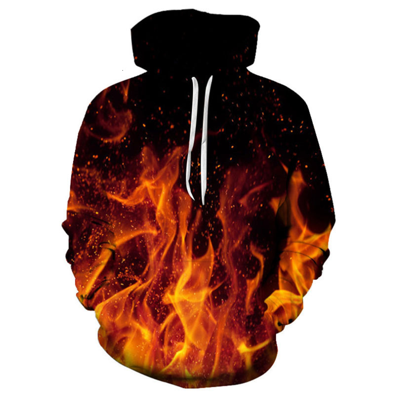 

New flame 3D digital printing Pullover Hoodie for men in autumn and winter 2021