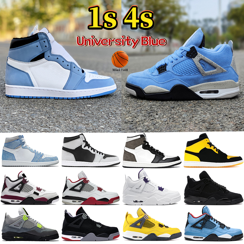 

1 1s University Blue 4 4s Basketball Shoes Hyper royal shadow 2.0 dark mocha fire red Paris metallic purple men Women Sneakers, 48 bubble wrap packaging