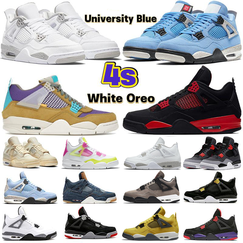 

Mens 4 4s basketball shoes University blue white oreo shimmer red thunder metallic purple black cat paris bred men women sneakers trainers US 5.5-13, As photo 23