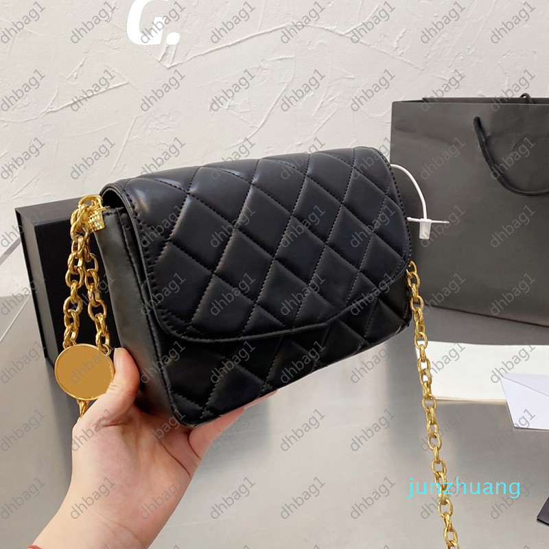 

Designer- Autumn Winter France Womens Coins Bags Lucky Charm Fashion Classic Single Flap Genuine Leather Gold Metal Chain Crossbody Handbags, Grey