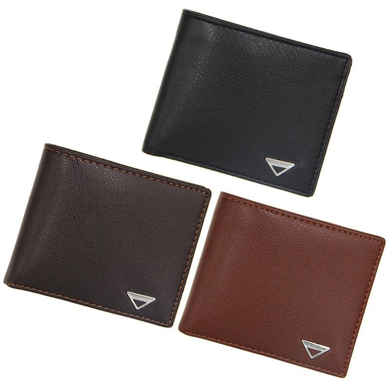 

Wallets Triangle Pattern Short Wallet For Men Business Type Hand Purse Coin Cash Save Holder Billfold Pu Leather, Brown