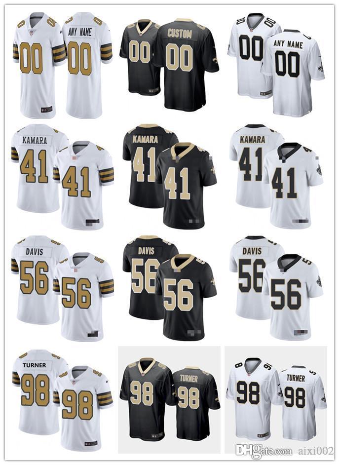 

Mens Womens Youth New Orleans Saints 98 Payton Turner 41 Alvin Kamara 56 DeMario Davis Black White custom Football Jerseys, Black;red