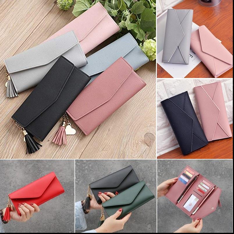 

long womens wallet female purses tassel coin purse card holder wallets pu leather clutch money bag, Red;black