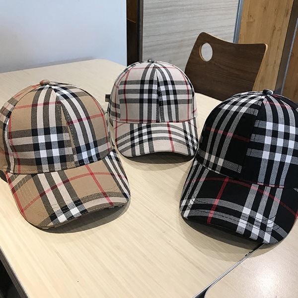 

2021 Women and men Korean version of spring and summer leisure travel sunshade retro lattice baseball fashion curved brim hat, Blue;gray