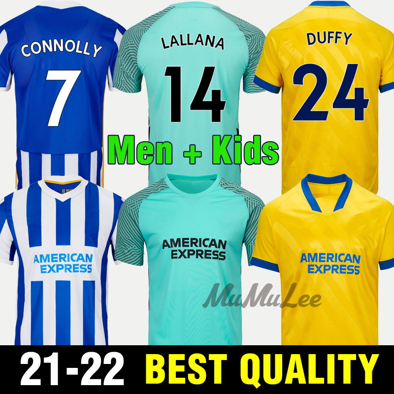 

man kids kit Hove Albion soccer jersey 2021 2022 MAUPAY TROSSARD CONNOLLY MURRAY 21 22 football shirt home blue, Black;yellow