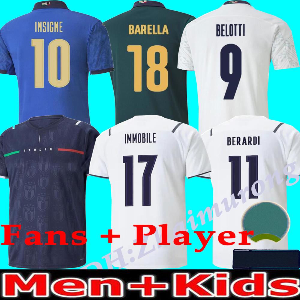 

2021 Italy European Cup Men And Kids Home away soccer jerseys national team 20/21 INSIGNE BELOTTI VERRATTI IMMOBILE PIRLO CHIESA football shirt Camisa uniforms, Fans