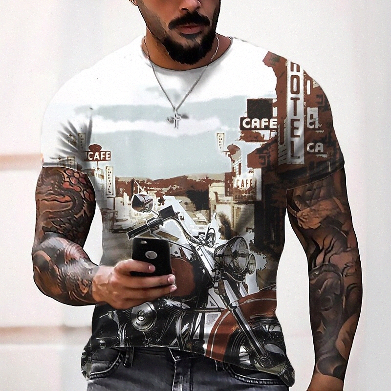 Men's Tee T shirt Shirt 3D Print 3D Graphic Prints Letter Round Neck 66 Road Daily Holiday Print Short Sleeve Tops Casual Designer Big and Tall