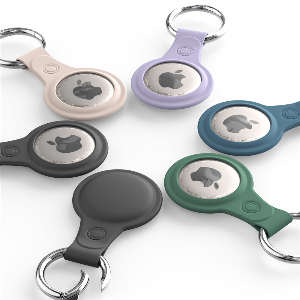 case For AirTags Tracker keychain accessories protective TPU anti-lost air tag soft shell Cover With Hook-image-695173355