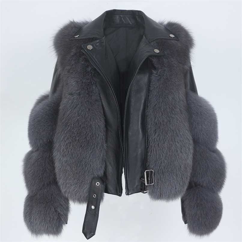 

MENINA BONITA Real Fur Coat Vest Winter Jacket Women Natural Fur Genuine Leather Outerwear Detachable Streetwear Locomotive 211019, Grey vest