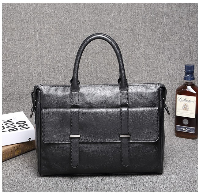 

luxurys Leather Briefcase High Qaulity Men Handbags Male Business Office Laptop Bag designer Travel Tote, Black