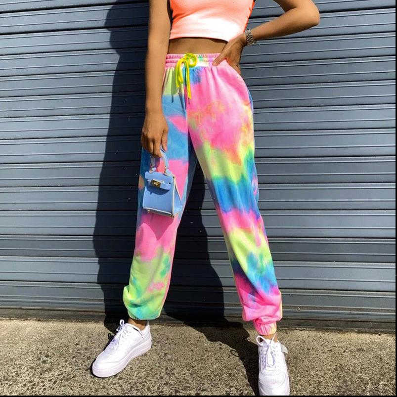 

autumn womens capri trousers summer tie dye fashion casual sports pants harem women elastic, Black;white