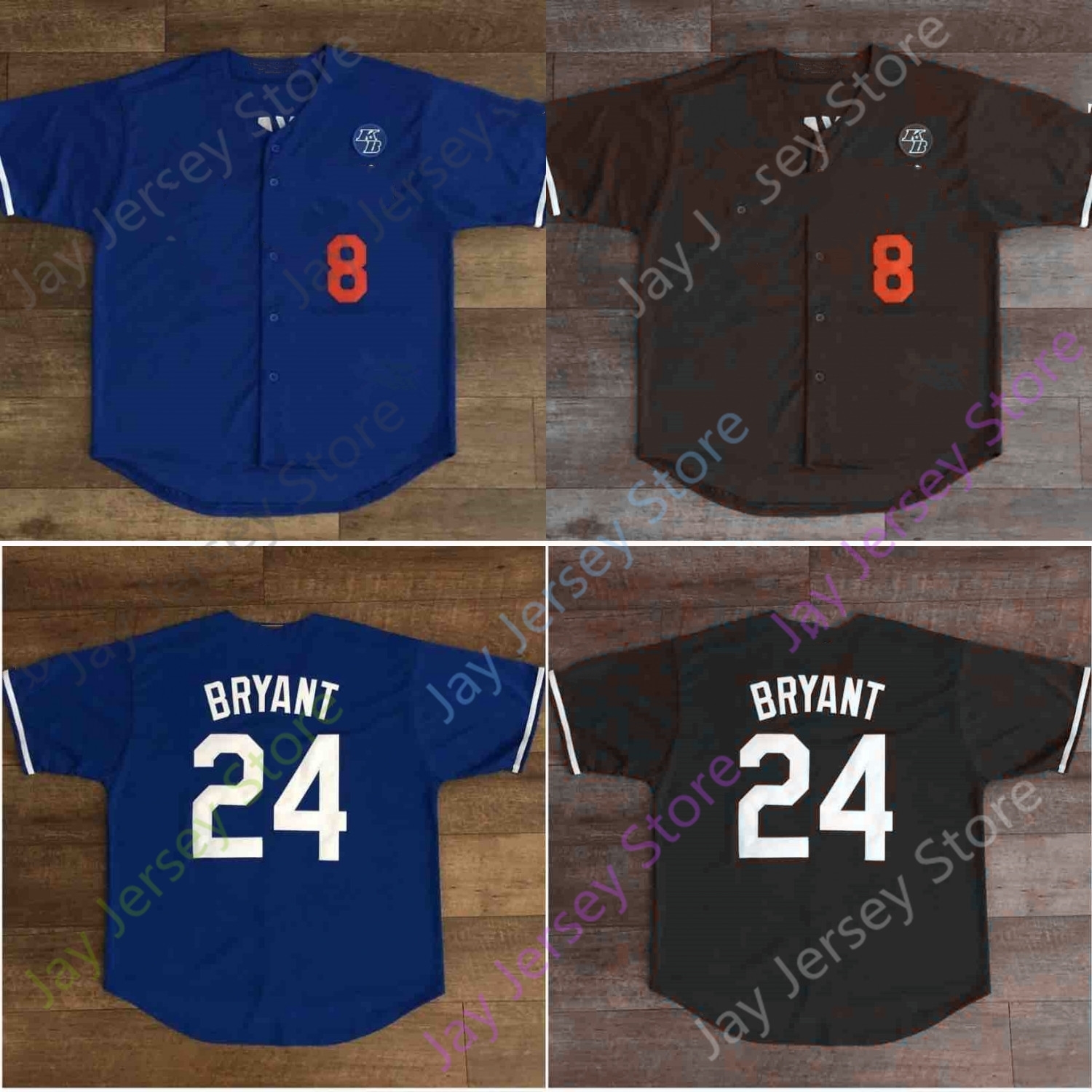 

2020 Los Angeles Jersey Baseball 8 Blue 24 Black Size S-3XL Button Down All Stitched Embroidery Drop Shipping