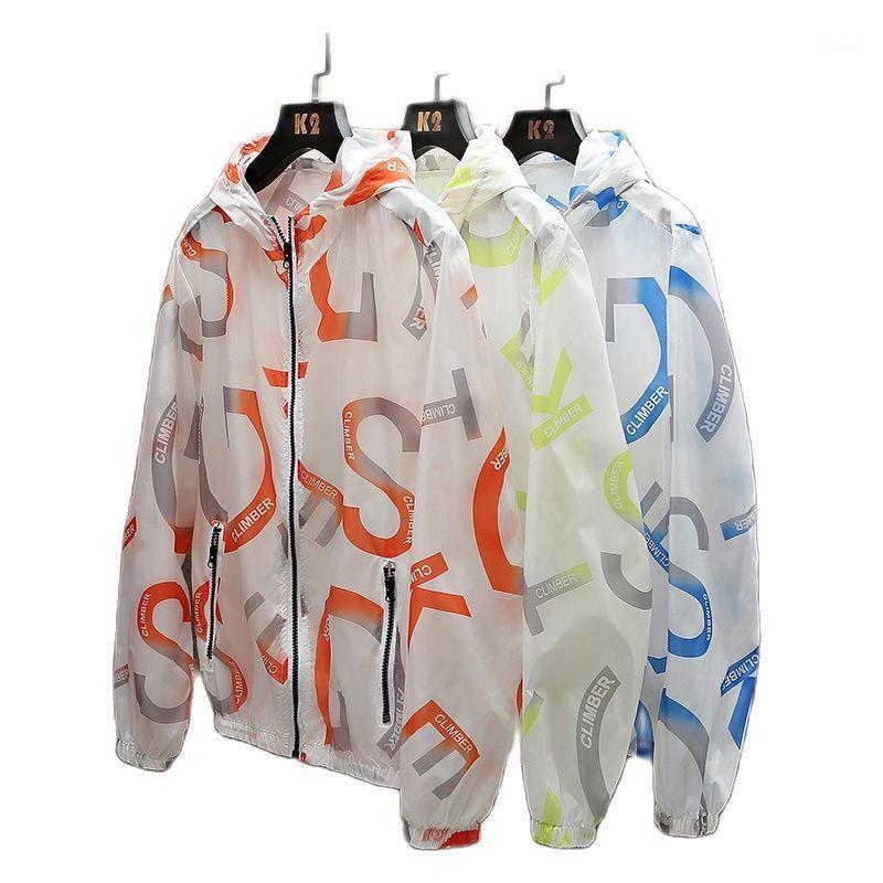 

Summer Men And Women Ultra Thin Through Running Sports Skin Windbreaker Outdoor Sand Sun-protective Clothing, Leisure Jacket Men's Jackets, Sky blue