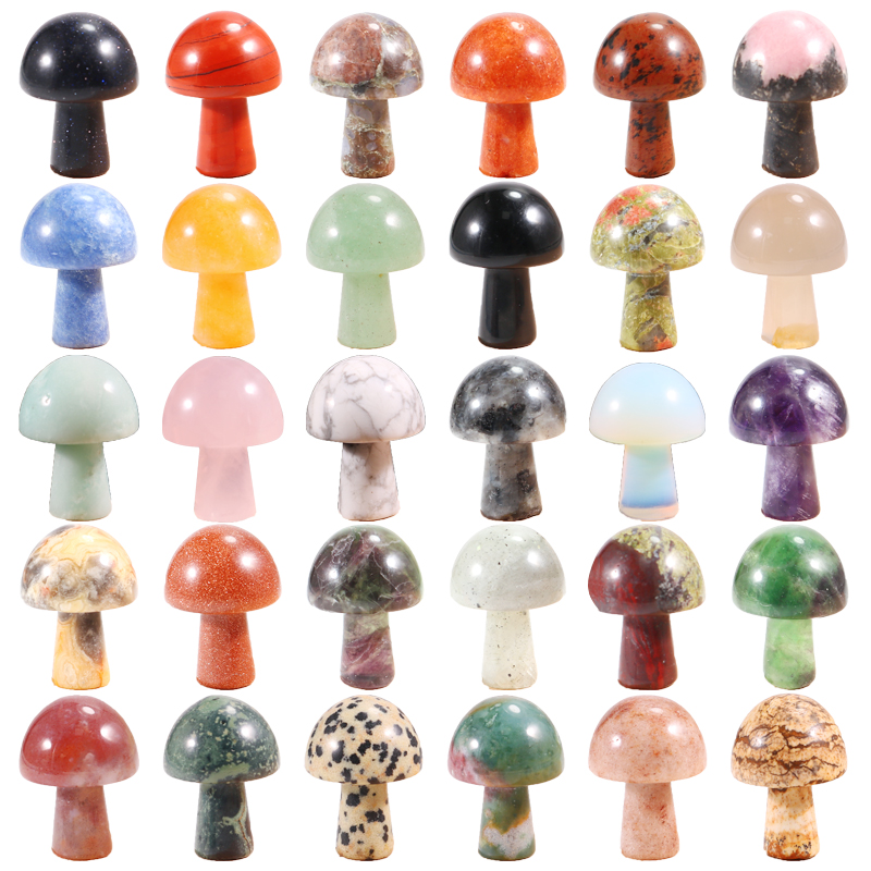 

Small Natural Quartz Stone Mini Mushroom Carving Crystal Healing Decoration Crafts
