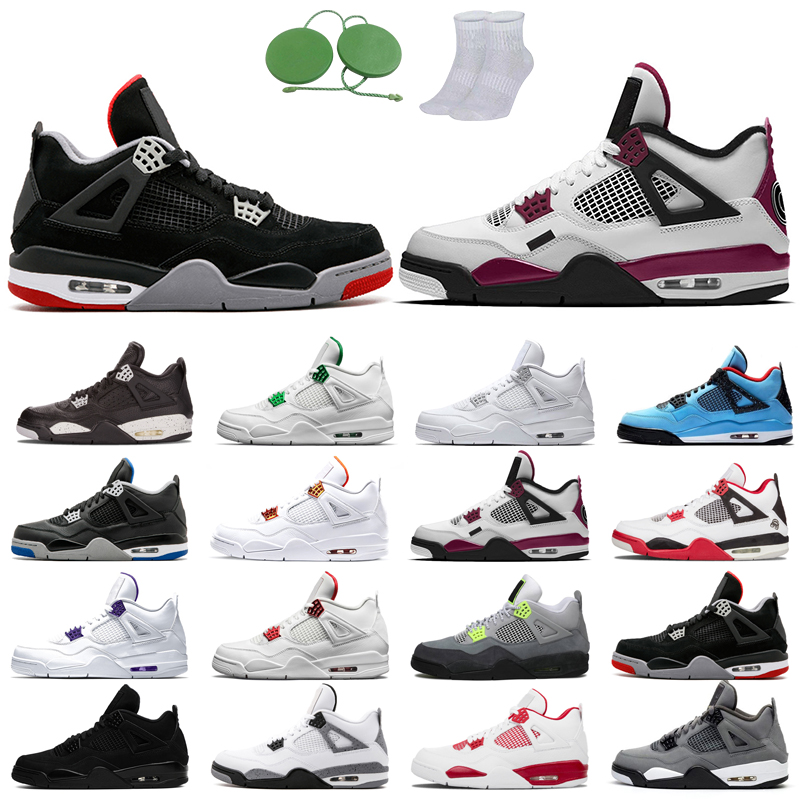 

4s man basketball shoes cool fashion color Black Cat court purple University Red Neon bred Alternate Motorsport orange metallic dark White Cement Grey Fire good Pine, Pine green