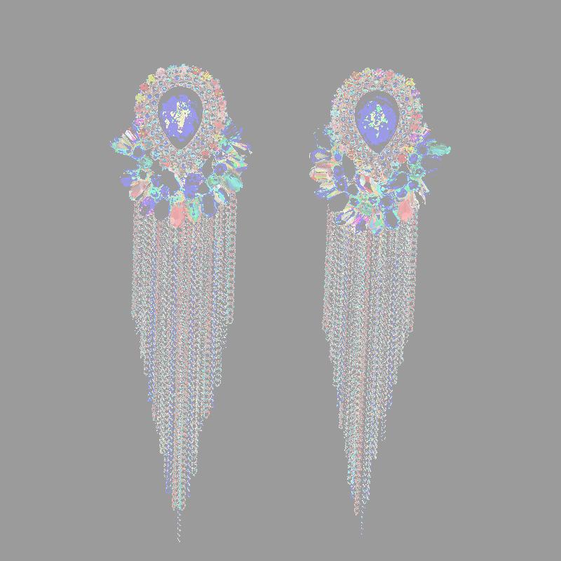 

Dangle & Chandelier High Quality Colorful Crystal Ceramic Rhinestone Handmade Chain Tassel Earrings For Women Bridal Wedding Gift Bohemian J, Silver