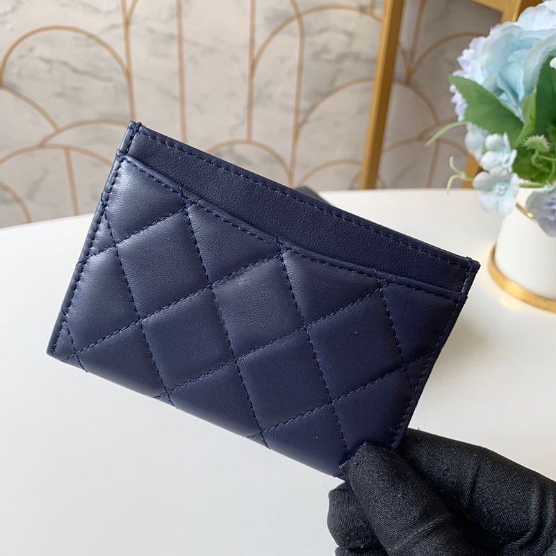 

2019 Classic Series Small Card Pack Lamb skin diamonds 315033 fashion wallet Shiny gold and silver hardware Very durable wallet, Brown;gray