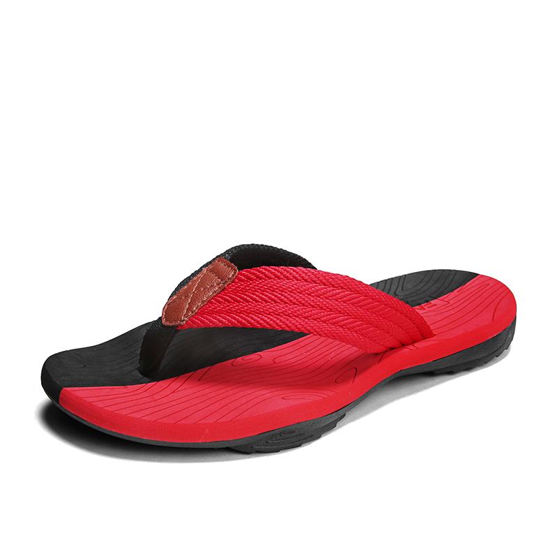 

Slippers Summer Fashion Men Flip Flops Anti-Slip Rubber Soled Male Soft Home Shoes Outdoor Beach Sports Sandalias Zapatos Hombre, Blackred
