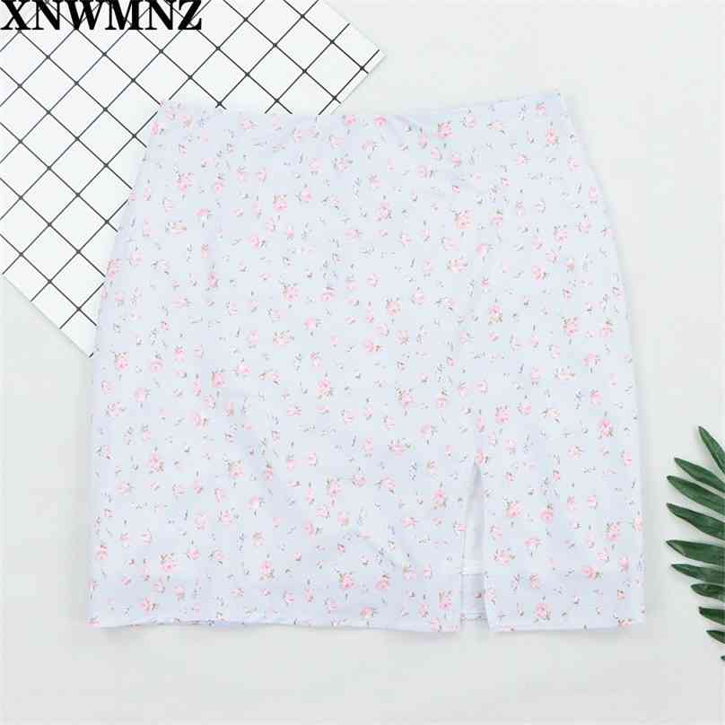 

women beach high waist floral short skirts casual and split sexy bodycon A-line chiffon holiday mini 210520, Multi
