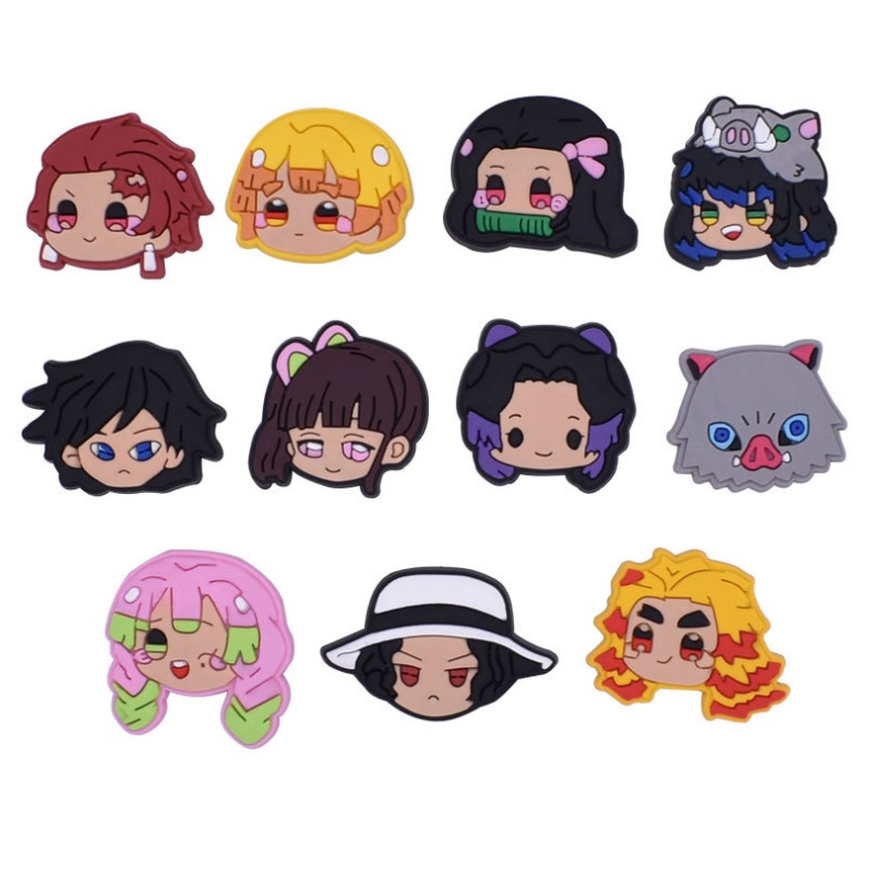 

Black cute cartoon PVC Shoe Charms Shoes Buckles Action Figure Fit Bracelets Croc JIBZ Shoes' accessories Wristband Boys Girls Gift