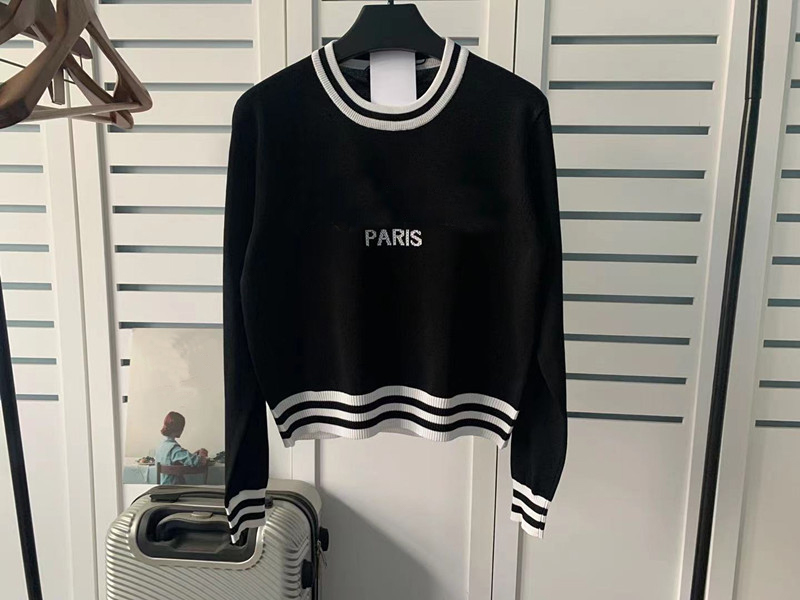 

V-Neck womens Designer Short sweaters Pullover Long sleeve Sweatshirt Letter printing Casual woman sweater