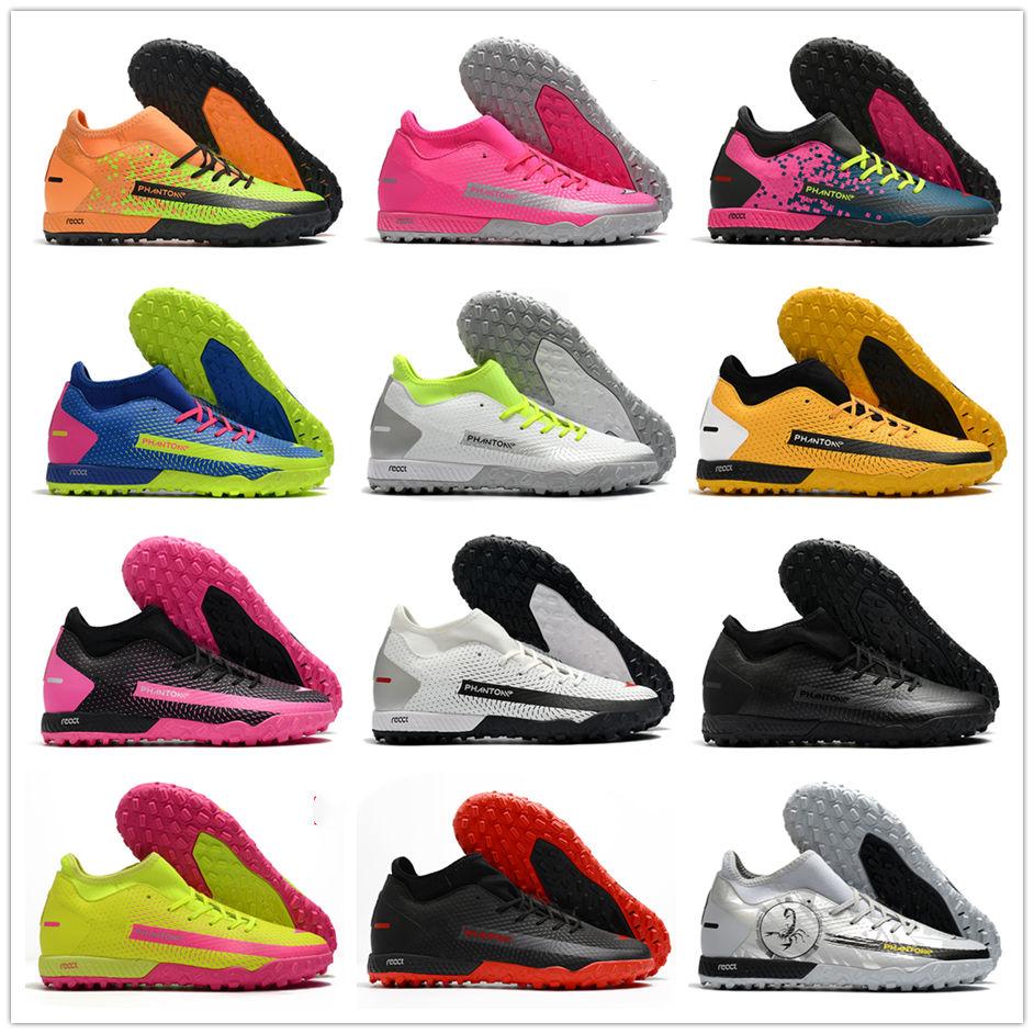 

2021 top quality Mens soccer shoes cr7 Cristiano Ronaldo Phantom GT Academy Dynamic Fit TF IC cleats leather football boots Turf scarpe calcio White