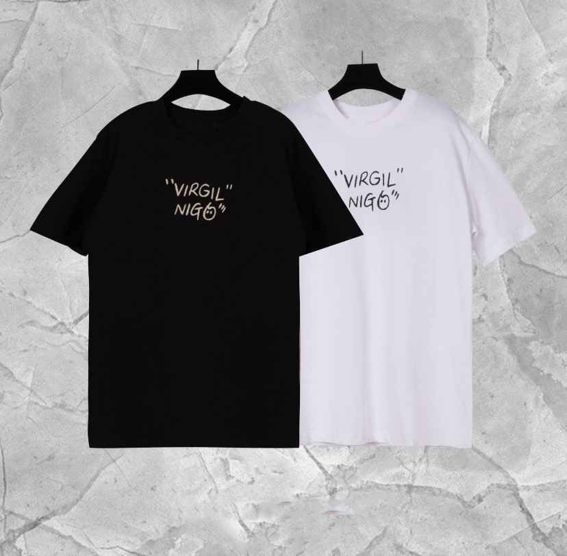 

2021 Sommer Lois Vitn Herren T-Shirt Imitiert Lackdruck Mode Kurzärme hochwertige Männer und Frauen Hip-Hop T-Shirt, Black