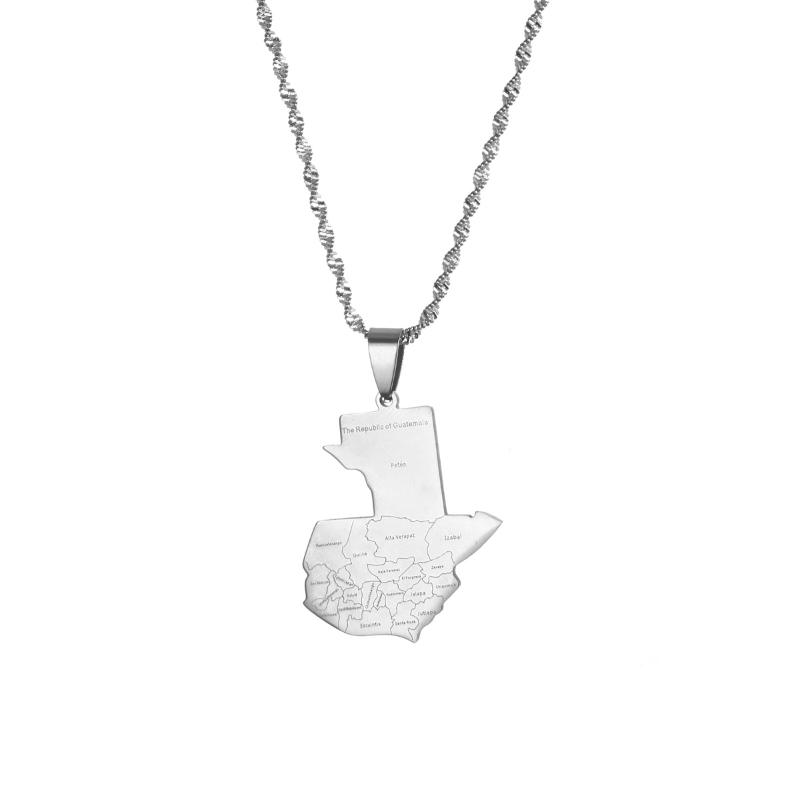 

Chains Country Guatemala Map Stainless Steel Pendants Necklaces For Women Men Girls Silver Color Guatemalan Cities Charm Jewelry Gifts