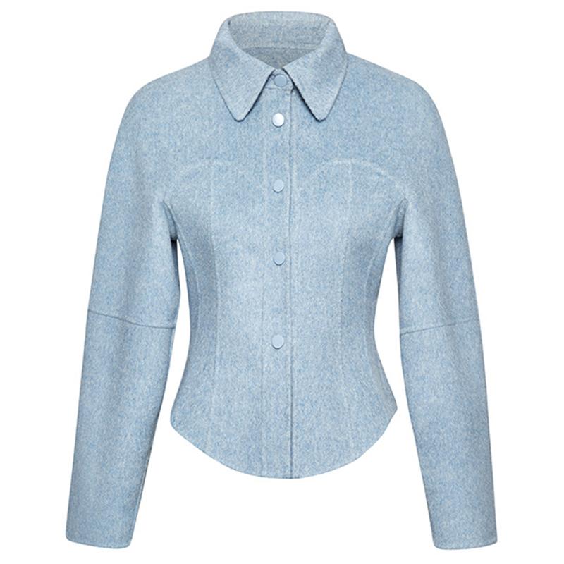 

Women' Wool & Blends Women Winter Coat Thick High Street Jacket Waist Tunic, Light blue