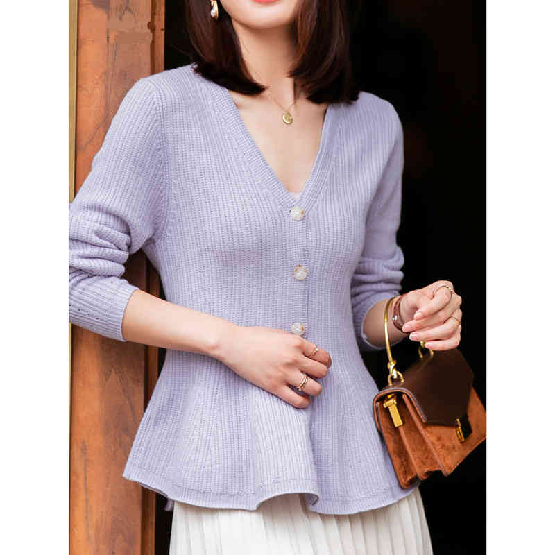 

Women' Jackets V Neck Short Knitted Cardigans Womens Slim Waist Ruffles Single Breasted Sweater Elegant Tops Autumn Winter Coat E, Black