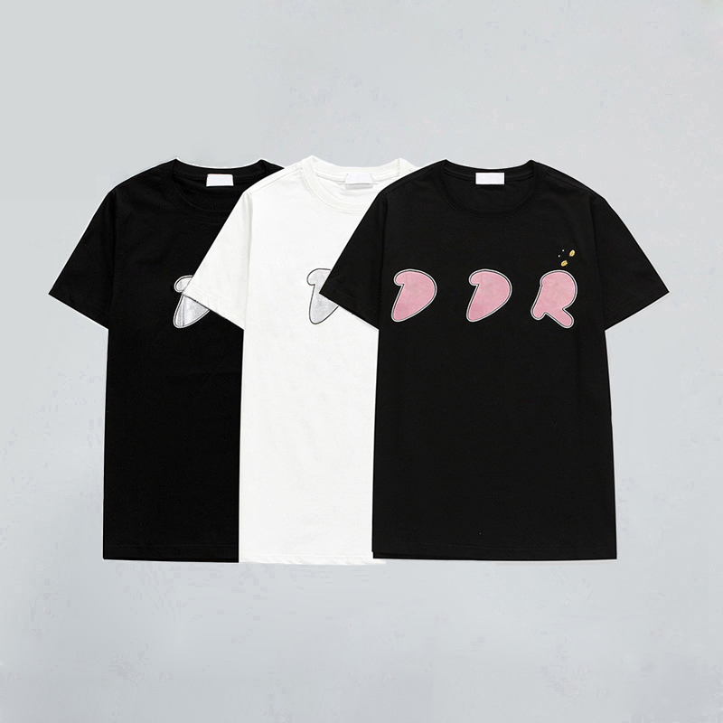 

22ss France 3D Letter Embroidery T-shirt Mens Womens Couples Summer Top Quality Paris Street Tee Men s clothing Casual Short Sleeve jumper, White;black