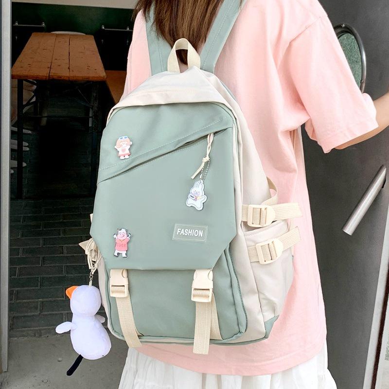 

School Bags Large Capacity Simple And Cute Backpack 2021 Korean Fashion Women's Student Campus Bag, Black