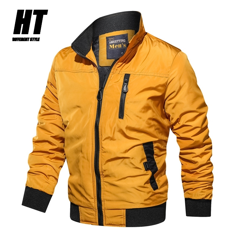 

Spring Autumn Men's Bomber Jacket Casual Slim Thin Army Military Jacket Long Sleeve Pilot Coats Zipper Brand Clothing Male 210603, Mg9032yellow