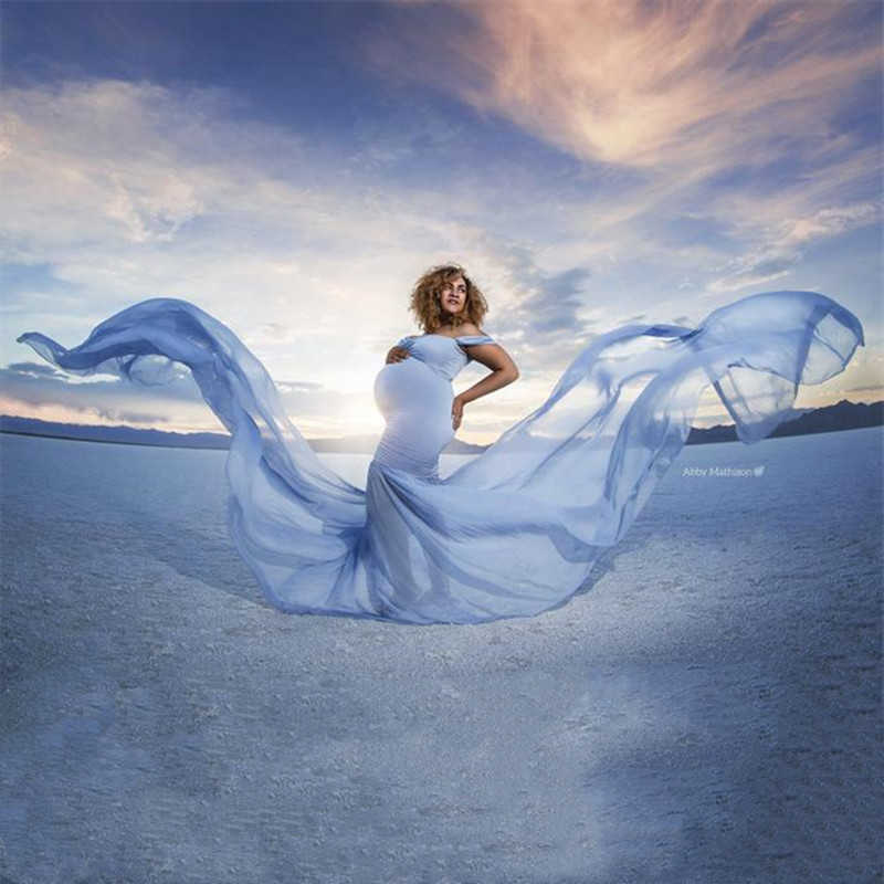 

Maternity Photo Shoot Long Dress Baby Shower Long Dresses Long Tail Pregnancy Photography Props Maxi Dress Maternity Gown Q0713, Ginger