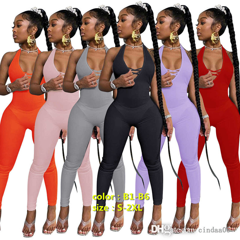 

Women Jumpsuits Summer Designer Fashion Ladies Neck Hanging Sexy Cross Deep V-neck Hip Lifting Sports Onesies Solid Color Slim, Not a product;don’t choose