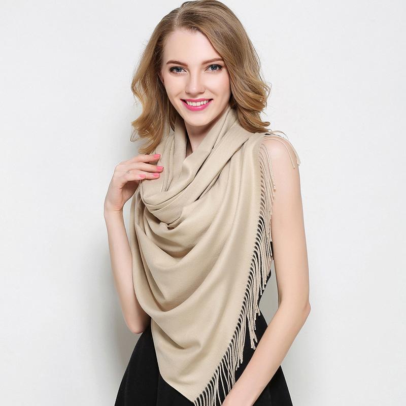 

Scarves Autumn Fashion Women Solid Color Artificial Cashmere Scarf Winter Warm Plain Pashmina Shawl And Wrap Femme Outdoor Blanket Capes, Blue;gray