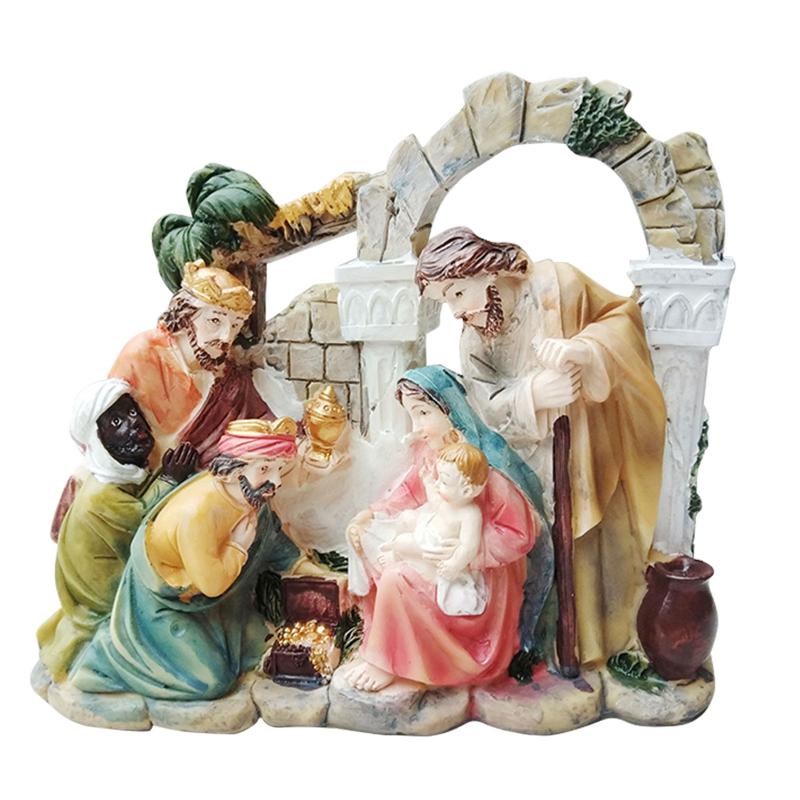 

Decorative Objects & Figurines Nativity Ornament Scene Christmas Crib Baby Jesus Manger Miniatures Resin Crafts Gift Home Decor