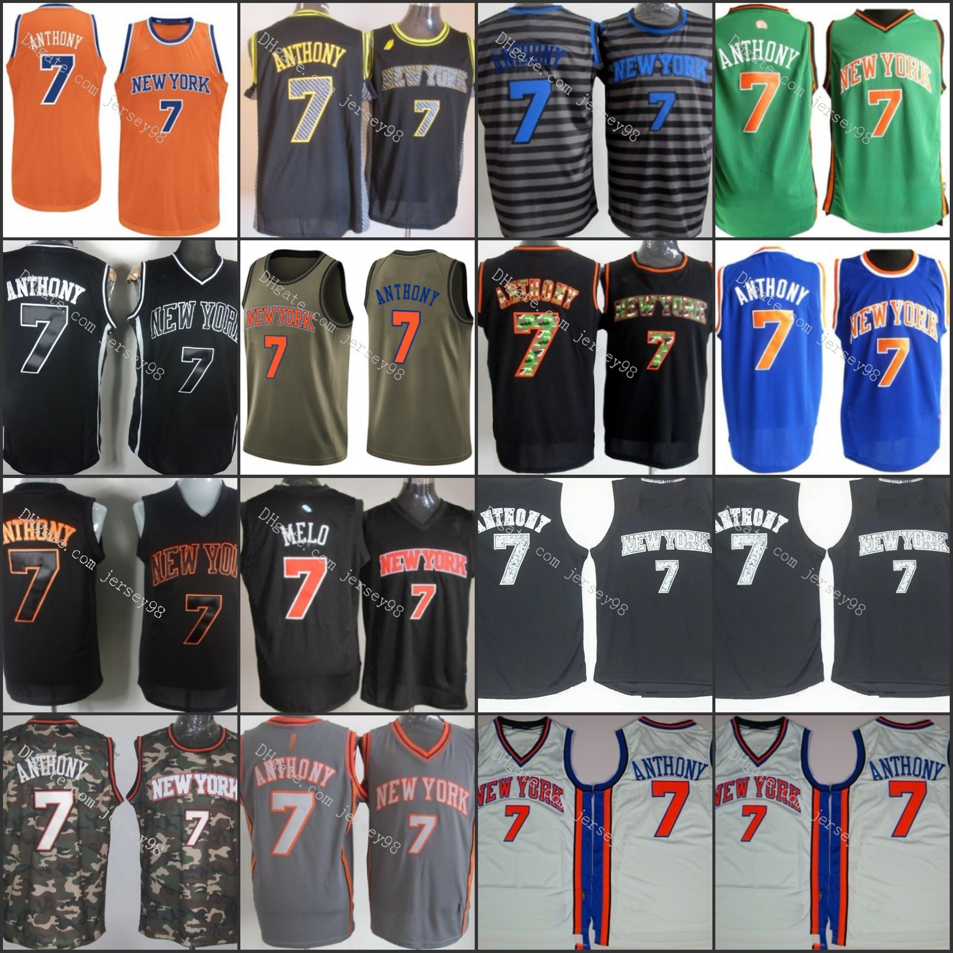 

New YorkKnicksmen #7CarmeloAnthony Blue retro BasketballJersey, Black