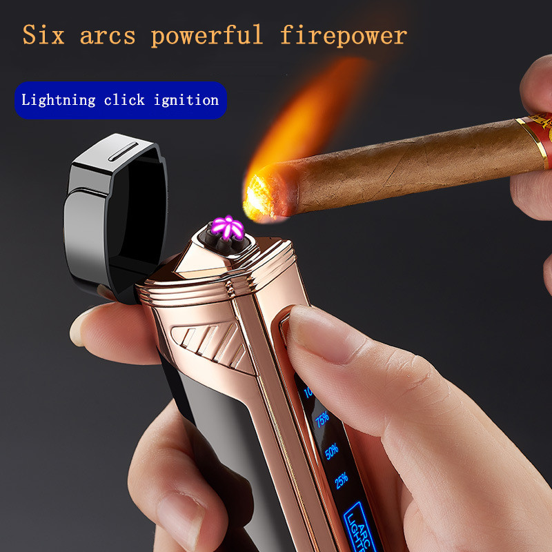 

2021 New Meta 6 Arc USB Charging ighter with Cigar Scissors ED Pasma Windproof ighter Coection Gift Gadget